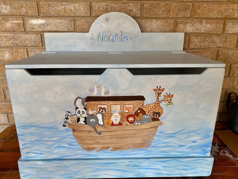 PERSONALIZED BOYS Toy Box Noahs Ark Animals 2x2 Toy Etsy