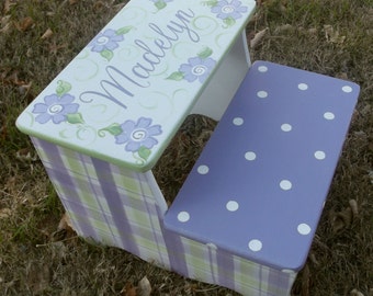 Hand Made, childs,Lavender Purple Green, Personalized,  Bathroom Stool, Kids, Girls, Nursery girls, Baby