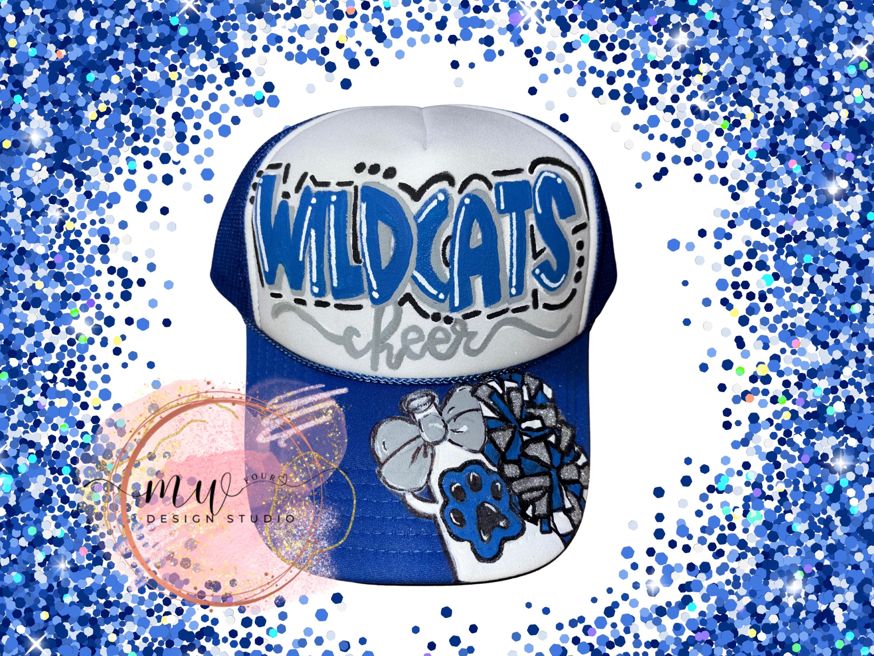 Trucker hat -Hand Painted -Cheer hat - Custom hat - Painted hat - Cheer Team- painted apparel