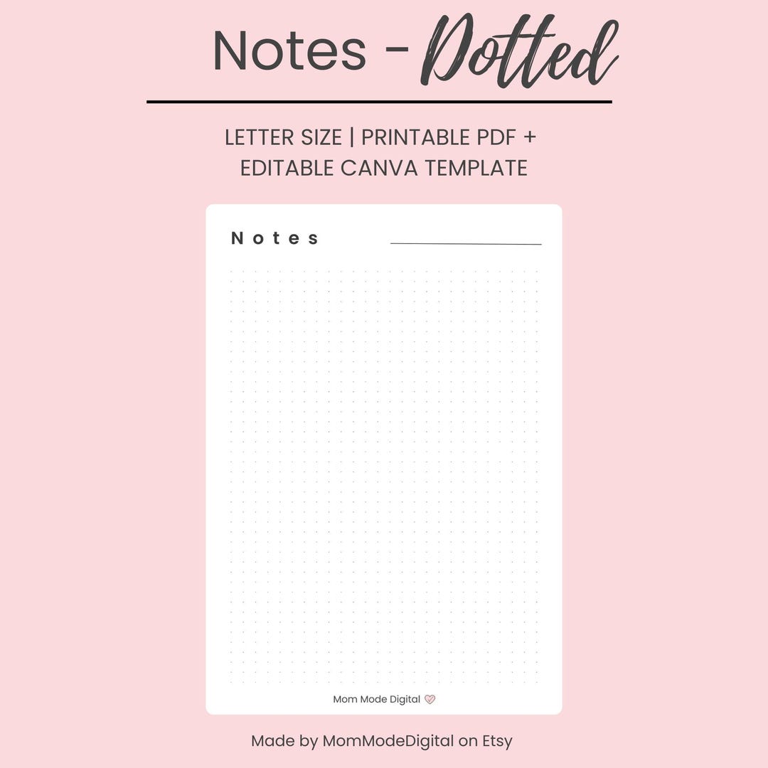 Dotted Notes Page Printable | Bullet Journal Dot Grid | PDF Planner ...