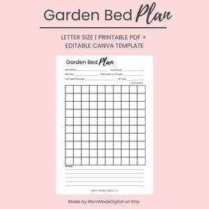 Gartenbeet Layout Plan | Erhöhtes Beet Gartenplaner | Druckbare Garten Karte Blätter | PDF Sofortdownload