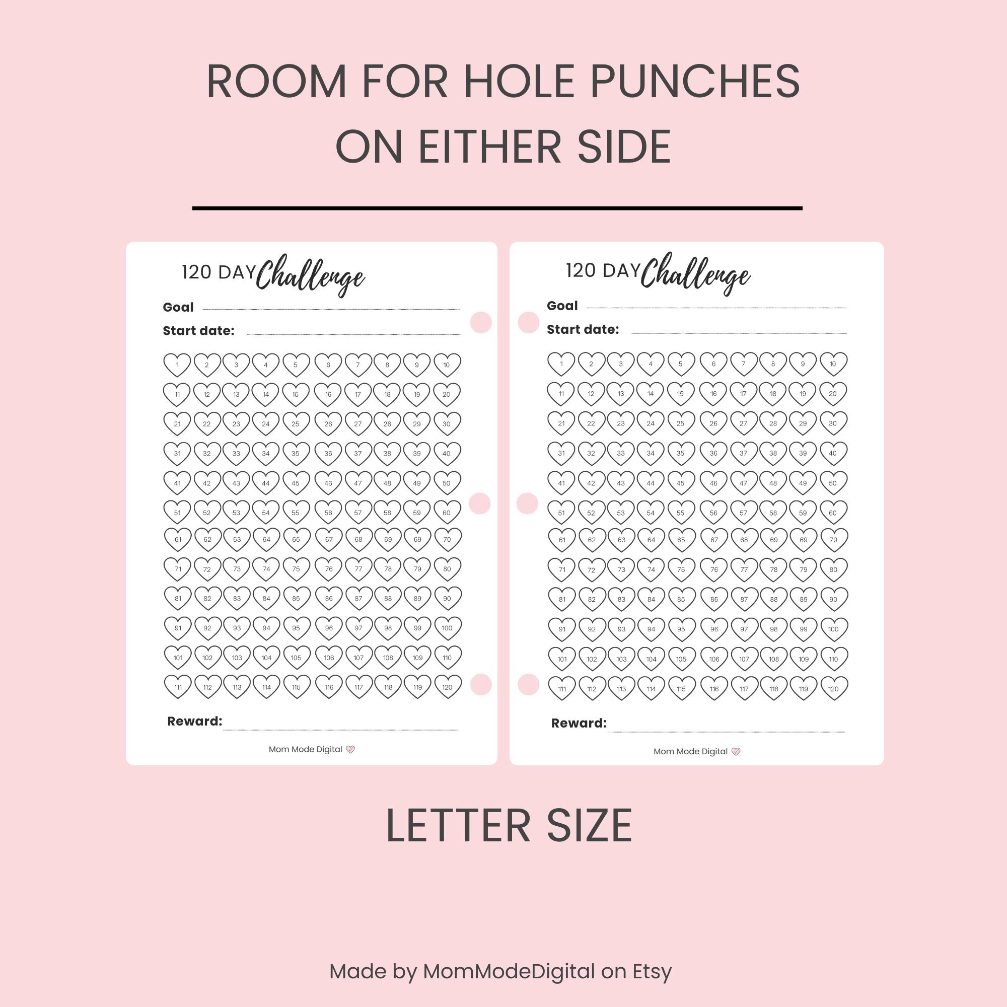120 Day Challenge Tracker | Habit & Goal Tracker Printable | Heart ...