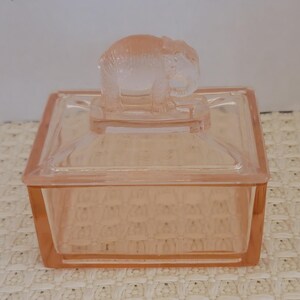 pink elephant cigarette Antique Pink Elephant Glass Depression Era Cigarette/trinket Box
