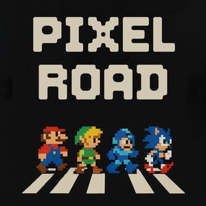 Pixel Road Unisex Jersey Tee, Fun Gamer Shirt, Retro Gaming Gift, Video Game Apparel, Casual Streetwear