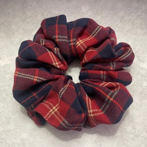 Flannel Scrunchie: Jumbo 100% Cotton Reclaimed Fabric Hair Tie