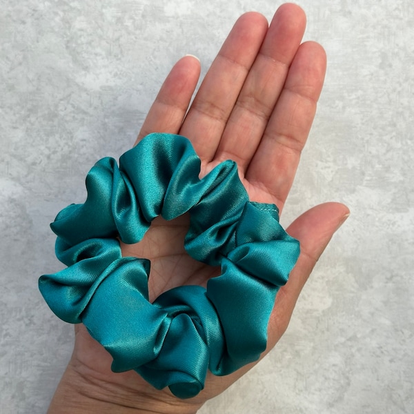 Teal Satin Scrunchies | Recycled Satin Scrunchy | Eco Ponytail Holders | Girl Party Gift