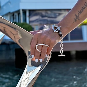 Trendy ring voor twee vingers, verzilverd, verstelbare geometrische band.