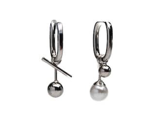 Asymmetrical drop earrings, non-identical U shape earrings
