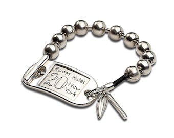 Id tag and ball chain bracelet, unode50 style bracelet, chunky chain and tag cuff