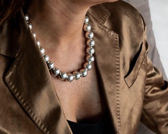 Chunky silver metal ball choker, oversized ball chain, uno de 50 style necklaces