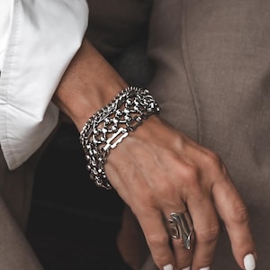 Conjunto de pulseiras de aço inoxidável com várias fileiras