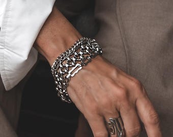 Bracelet en acier inoxydable multi-rangs à superposer