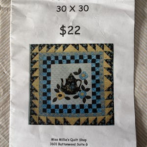 OOP Tea Room quilt square pattern with original fabric and template, 30” Square