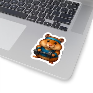 Cute Motivational Workout Hamster Stickers, Fitness Decor, Gym Stickers, Animal Lovers, Planner Accessories, Journal, Tumbler, Laptop