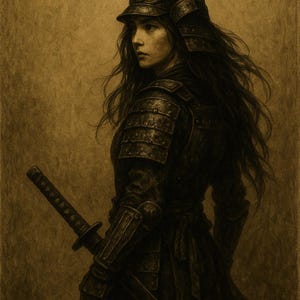Samurai Warrior Woman Wall Art – Eleganza feudale giapponese / Kriegerische Samurai Frau Kunstprint