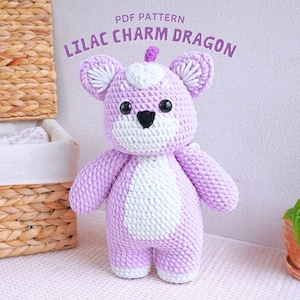 Lilac Charm Dragon Crochet Pattern, Amigurumi Crochet Pattern, Adorable Dragon Crochet Pattern, PDF Crochet Pattern