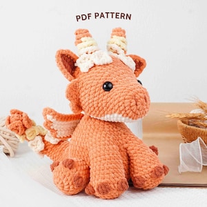 Floral Dragon Crochet Pattern, Amigurumi Crochet Pattern, Cute Fantasy Plush Toy,  Garden Dragon Plush PDF, PDF Crochet Pattern