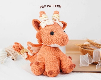 Blumen Drache Häkelanleitung, Amigurumi Häkelanleitung, süßes Fantasy Plüschtier, Garten Drache Plüschtier PDF, PDF Häkelanleitung