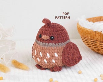 Wachtel Häkelanleitung, Wachtel Amigurumi Anleitung, Vogel Häkelanleitung, Bauernhof Tier häkeln, Handgemachtes Plüschtier Design, Digitales PDF Muster