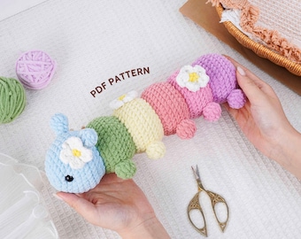 Raupe Häkelanleitung, Amigurumi Häkelanleitung, Amigurumi Raupe Spielzeug DIY Anleitung, süsser Käfer PDF Anleitung, Tier Häkelanleitung