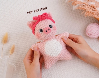 Padrão de crochê de porquinho estrela, padrão de amigurumi de porquinho, bichinho de pelúcia de porquinho estrela, crochê de animalzinho, padrão de pelúcia de porco, padrão digital em PDF