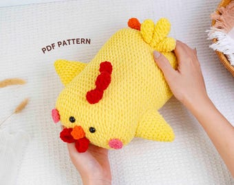 Chicken Pillow Crochet Pattern, Farm Animal Pillow Pattern, Simple Country Home Decor, Classic Sofa Cushion Style, Digital PDF Pattern