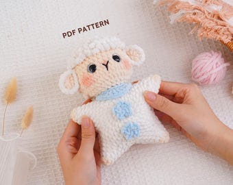 Padrão de crochê de estrela de Hogget para bebê, padrão de amigurumi de Hogget, pelúcia de Hogget de estrela, crochê de animal de bebê, padrão de pelúcia de Hogget, padrão de PDF
