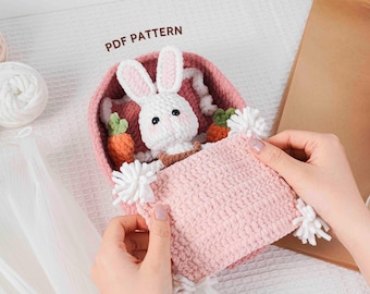Baby Bunnies In A Crib Crochet Pattern, Amigurumi Crochet Pattern, Baby Rabbit Plush PDF, Cute Bunny Plush Toy Set PDF, PDF Pattern