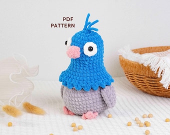Molliger Vogel Häkelmuster, Vogel Amigurumi Muster, Vogel Häkelmuster, Bauernhof Tiere häkeln, Handgemachtes Plüschtier Design, PDF Muster