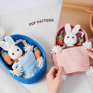 Soft Cradle Bunnies Crochet Patterns Bundle | Blue Dreams Bunnies Pattern, Baby Bunnies In A Crib Pattern, Amigurumi Crochet Patterns