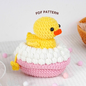 Bath Time Duck Häkelanleitung, Amigurumi Entenspielzeug DIY-Muster, weiche handgemachte Entenfigur, lustiges Badezimmer-Thema Dekor, Tier-Häkelanleitung