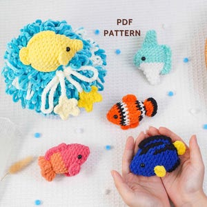 Modello all'uncinetto per borsa da pesca a tema oceano, modello di creatura marina, modello per borsa all'uncinetto, borsa in peluche a tema oceano, design di borsa fatta a mano, modello digitale in PDF