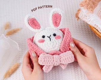 Haakpatroon konijn envelop, Valentijn amigurumi decorontwerp, vakantie pluche stijl, liefdesthema haakpatroon, digitale pdf-zelfstudie