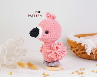 Flamingo Häkelmuster, Flamingo Amigurumi Muster, Vogel Häkelmuster, Bauernhof Tiere häkeln, Handgemachtes Plüschtier Design, PDF Muster