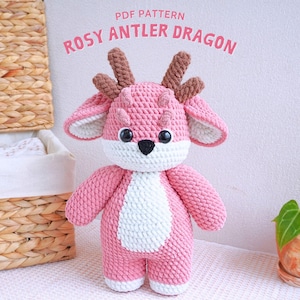 Rosy Antler  Dragon Crochet Pattern, Amigurumi Crochet Pattern, Adorable Dragon Crochet Pattern, PDF Crochet Pattern