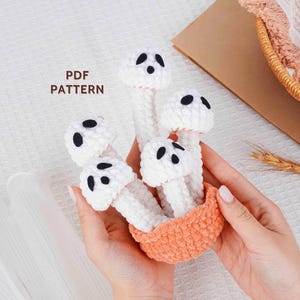 Ghost Mushroom Crochet Pattern, Amigurumi Crochet Pattern, Cute Halloween Amigurumi PDF, DIY Plushie Tutorial, Easy Crochet Halloween Toy