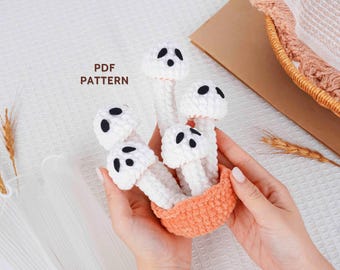 Ghost Mushroom Crochet Pattern, Amigurumi Crochet Pattern, Cute Halloween Amigurumi PDF, DIY Plushie Tutorial, Easy Crochet Halloween Toy