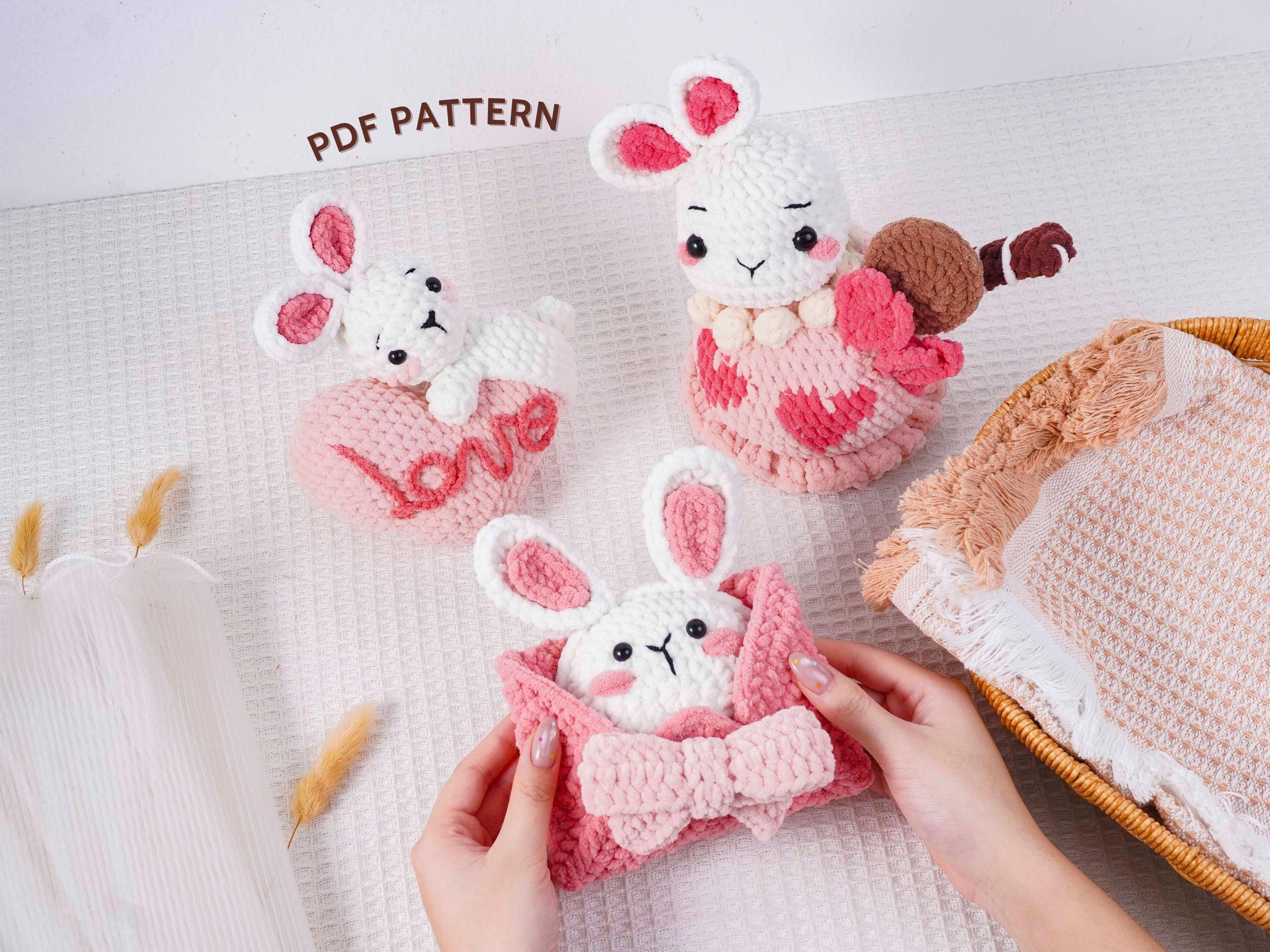 30 Valentine Crochet Patterns to Make for Gifts, Decor, and Cozy Seasonal Touches 16 Bunny Valentine Bundle