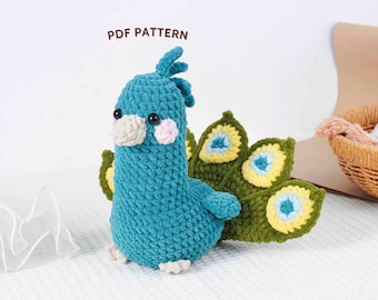 Peacock Crochet Pattern, Amigurumi Crochet Pattern, Amigurumi Peacock Plushie Pattern, Digital Toy Tutorial, Animal Crochet Tutorial