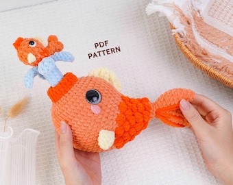 Orangen Wal Häkelanleitung, Ozean Tier, Amigurumi Anleitung, Meerestier, Plüschtier, PDF Anleitung, Einfaches Häkeltier, Digitales PDF Muster