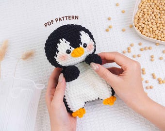 Haakpatroon pinguïnboon, haakpatroon amigurumi, patroon amigurumi pinguïn knuffel, zelfstudie digitaal speelgoed, zelfstudie dieren haken