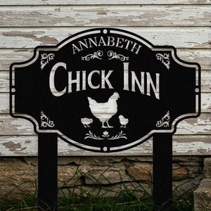 Chicken Coop Metal Sign, Personalized Hen House Sign, Chick Inn Sign, Farm Sign, Chicken Lovers Gift, Farmer Gift, Farmhouse Metal Sign