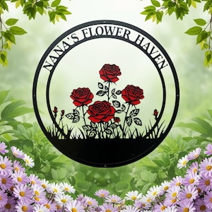 Metal Rose Garden Sign, Floral Garden Metal Sign, Custom Name Metal Rose Sign, Floral Garden Wall Art, Garden Gift for Mom, Gardener Gift