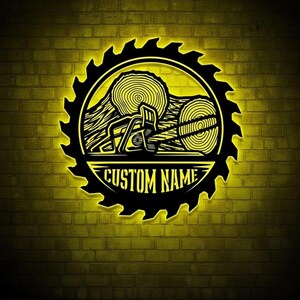 Letrero de metal personalizado para taller de carpintería, letrero personalizado para taller de hojas de sierra, regalo de carpintería para papá, regalo para el Día del Padre, decoración rústica de garaje para Navidad