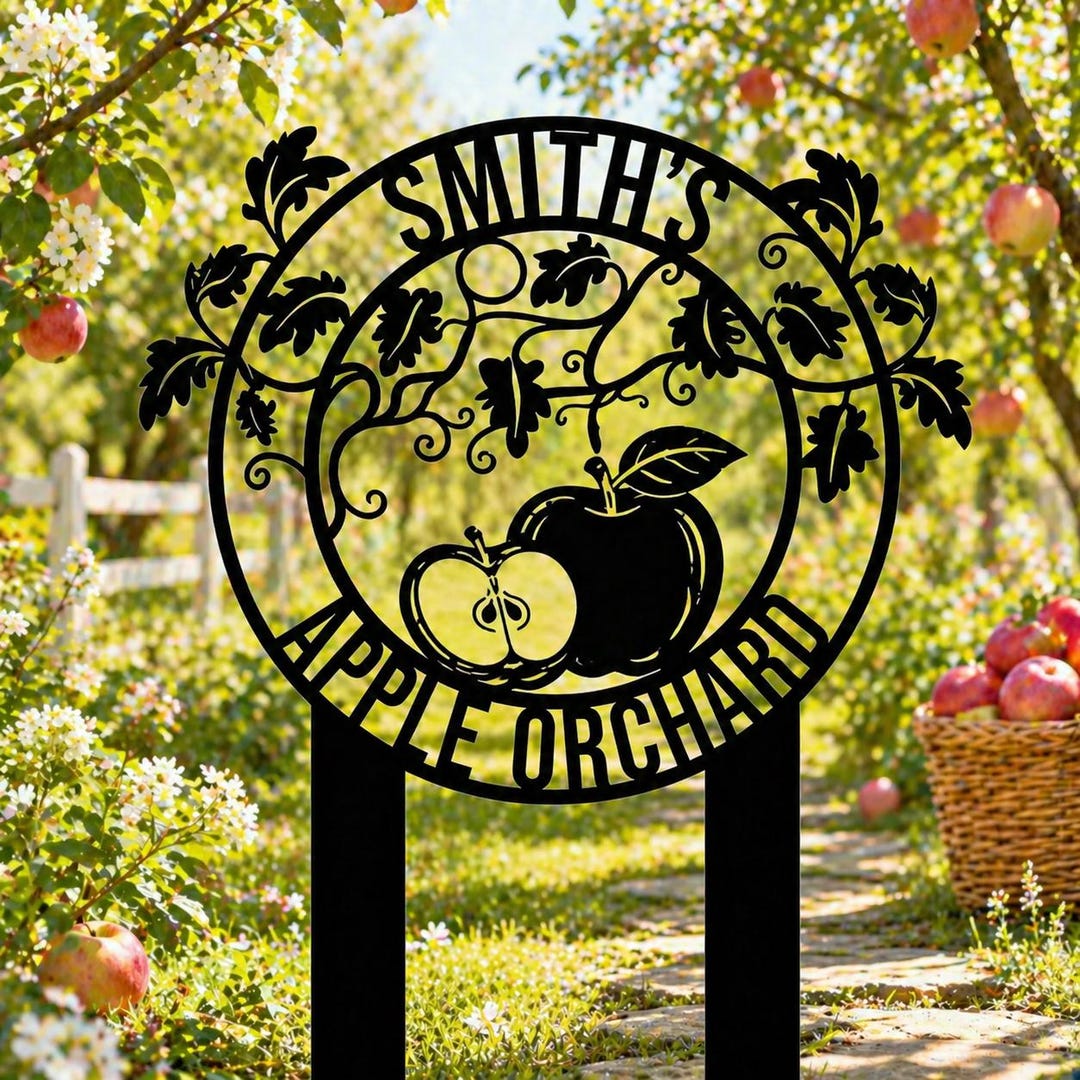 Sign Posts Orchard For Rows Custom Apple Orchard Metal Sign, Outdoor Garden Decor, Farmhouse ...