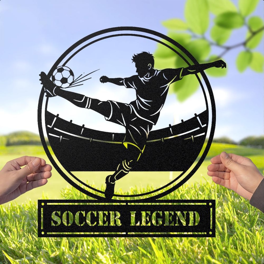 Soccer Player Metal Sign, Custom Name Football Player Wall Art, Sports ...