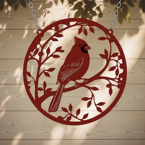 Cardinal Bird Metal Sign, Red Cardinal Wall Art, Red Bird Decor, Gift for Bird Lovers and Gardeners, Garden Porch Patio Decor, Memorial Gift