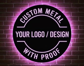 Custom Metal Indoor Sign with LED Light, Personalized Sign, Business Signs, Property Signs, Logo Sign, Text Metal Wall Sign, Christmas Gifts
