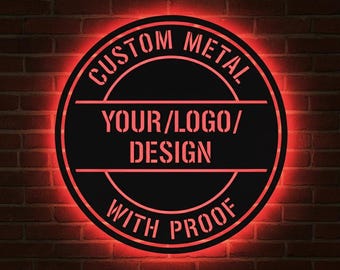 Personalized Metal Logo Sign with LED Light, Custom Business Logo Sign, LED Wall Sign with Your Logo for Storefront, Bar Sign Business Decor