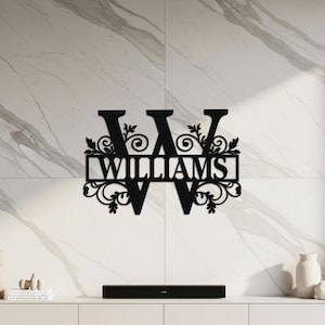 Last Name Metal Sign, Personalized Metal Monogram Sign, Custom Initial Sign, Family Name Sign, Monogram Metal Wall Sign, Housewarming Gift